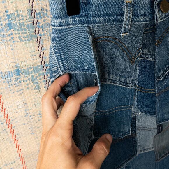 Custom upcycled patchwork skirt - Picture 4 of 7